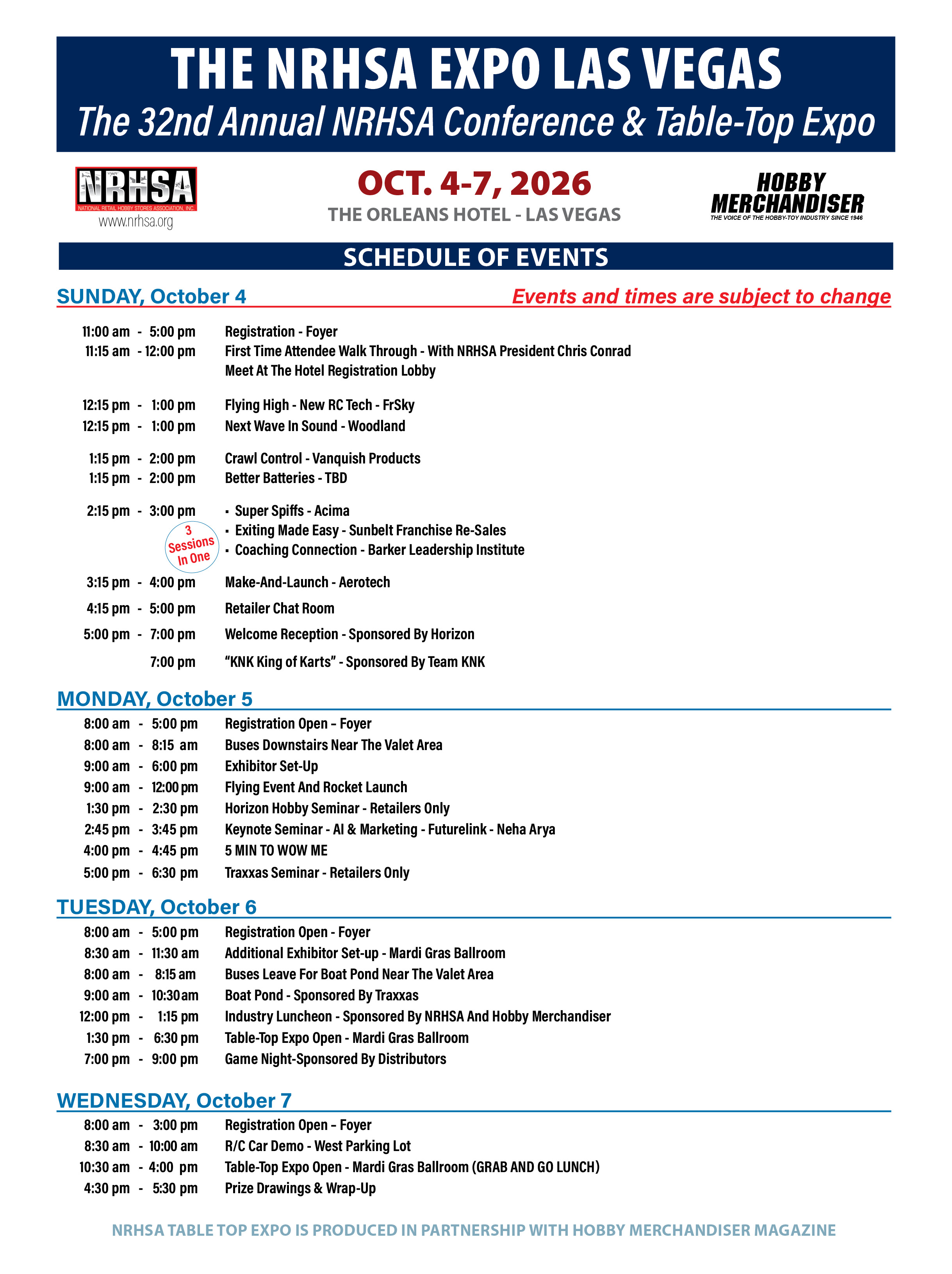 schedule of events